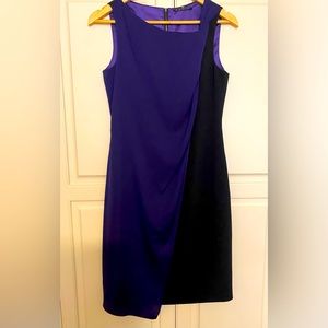 Elie Tahari Black and Purple Mid Length Dress